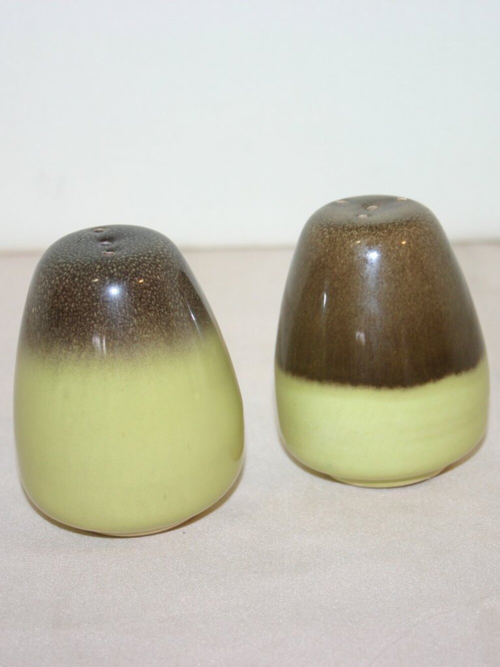 MCM Bauer Mission Moderne Chartreuse & Brown Salt & Pepper Shaker B-314